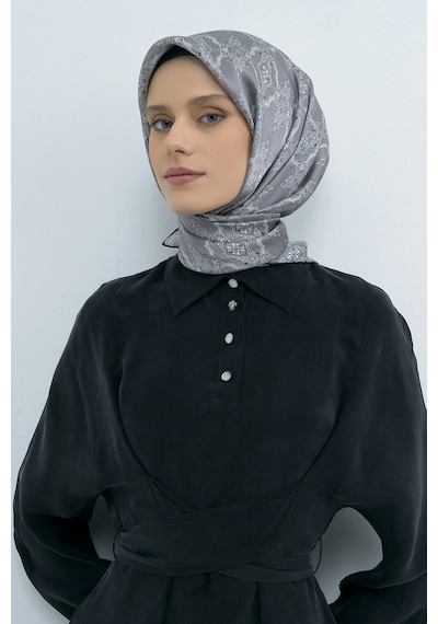 Armine Saf İpek Sura Eşarp-2026 İlkbahar-yaz- 952200d Gri-beyaz