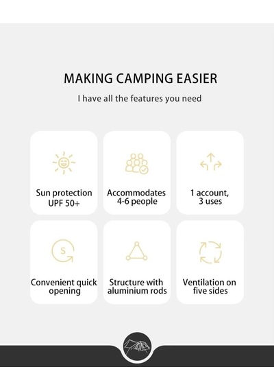 Naturehike Ango Upf 50+ Gölgelikli Otomatik Kurulum Kamp Çadırı Açık Bej