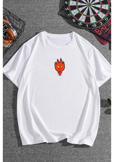 Flood Of Style Unisex Ateş Avatar Baskılı T-shirt Beyaz