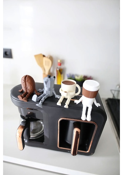 Sevimli Kahve Köşesi 4 Lü Biblo Seti - Kupa - Kahve Çekirdeği - Mokapot - Bardak 4'lü Set - 703319330