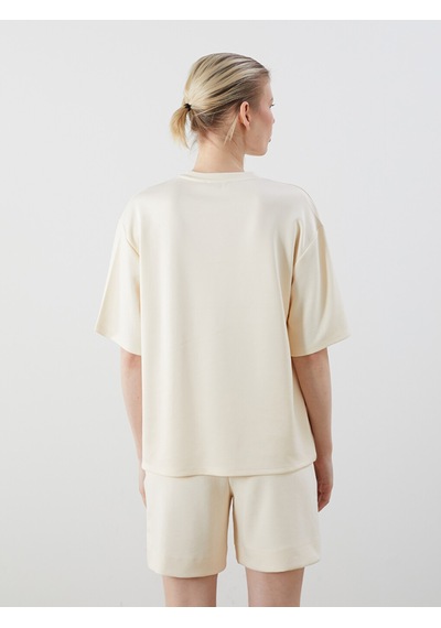 Lcw Vision Ekru Oversize Soft Touch Kadın Tişört