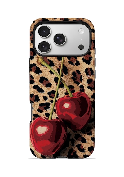 Velvoria Valestra Leopar Kiraz Apple iPhone Uyumlu 17 Pro Darbe Korumalı Kılıf Valestra Select - Leopar Kiraz