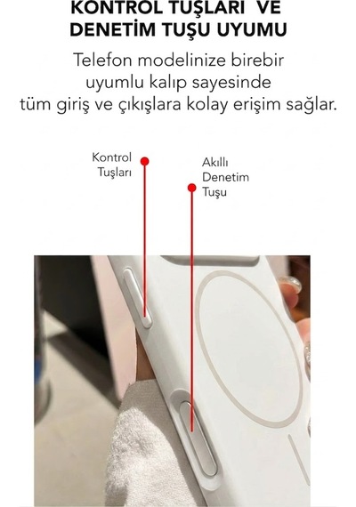 Apple İphone 16 Uyumlu Magsafe Lansman Silikon Kılıf Beyaz