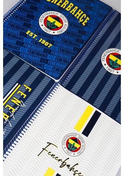 "dekomus Cep Defteri Hediyeli" Lisanslı Fenerbahçe Spırallı 2 Adet Kareli Ve 2 Adet Çizgili A4 Karton Kapak 72 Yaprak Defter Seti Altın