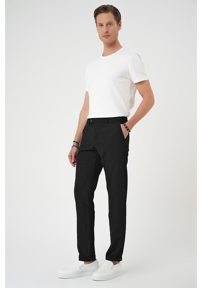 Efor Comfort Fit Gofre Dokulu Beli Lastikli Siyah Jogger Pantolon P 1177 Siyah