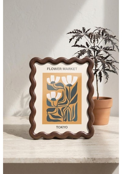 Akasya Ahşap Çerçeve 20x25 Cm Dalgalı Tasarım Doğal Masif Fotoğraf Ve Poster Çerçevesi