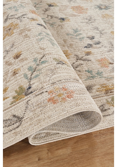 Rustik 2226 Klasik Vintage Eskitme Salon Krem Mutfak Halısı Tozumaz Yumuşak Makine Halısı