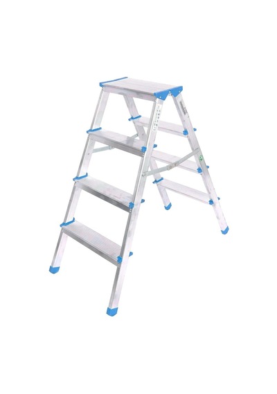 4+4 Çift Basamaklı Alüminyum Metal Merdiven Yükseklik 92cm Baş Genişlik 8cm 5580 1 Adet