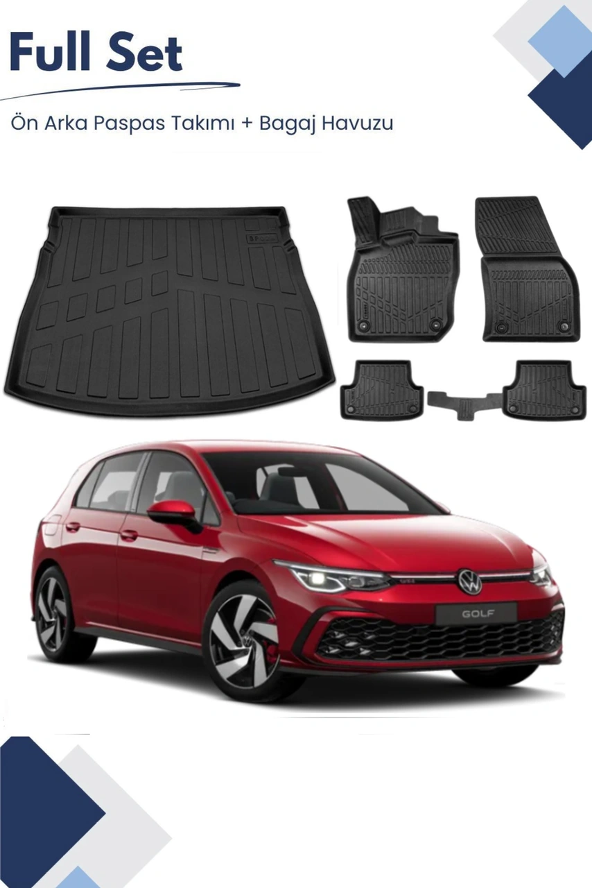 Volkswagen Golf 8 2025 Model Tam Uyumlu Paspas+üst Bagaj Havuzu Seti