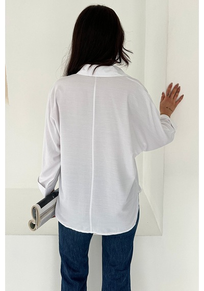 Oversize Düğmeli Gömlek Classic Beyaz