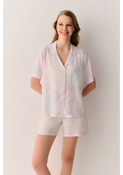 Suwen Kaitlyn Gömlek Yaka Şort Pijama Takımı Sh26526667b334 Pembe