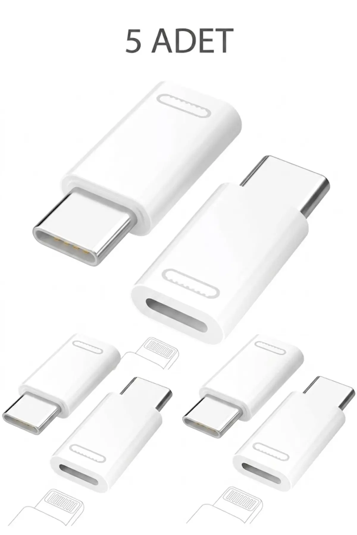 5 Adet Lightning Soketi Usb-c Adaptör, Usb-c Fiş, Lightning Soketi Adaptörü, Lightning İphone 15/15 Pro Max/15 Plus, İpad Pro/air İle Uyumlu Çevirici Dönüştürücü Adaptör Yok