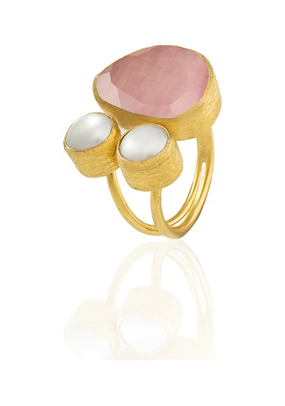 Kadir Jewellery 22 Ayar Altın Kaplama Kadın Zirkon Taşlı Yüzük-el İşçiliği Ve Özel Tasarım Pembe