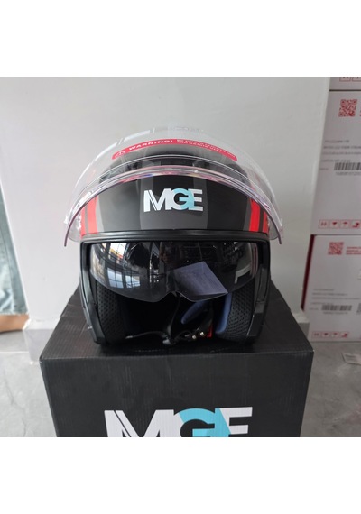 Çenesiz Kask Jk528-1 Mge Vizörlü Mat Siyah Kırmızı L Mat Kırmızı - Siyah