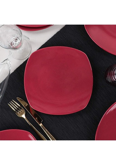 Carmen Kırmızı Köşem Pasta Tabağı 22 Cm 6 Adet Çok Renkli