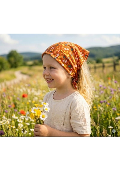 Kız Çocuk Bandana %100 Pamuk Turuncu