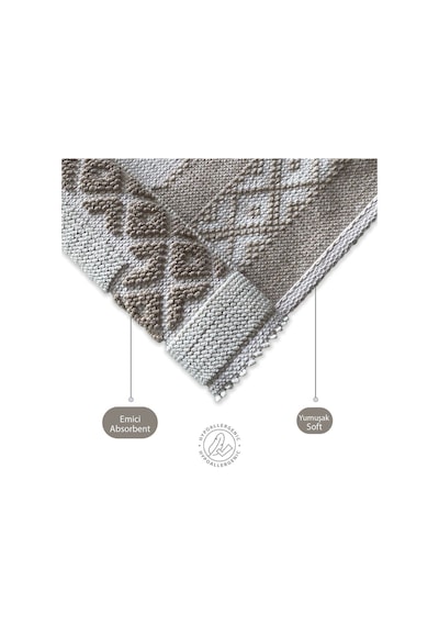 Soffy Krem & Kahve 2 Adet 50x70 Cm Banyo Paspası %100 Doğal Pamuk Ayak Paspası Ayak Havlusu Krem - Kahverengi
