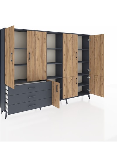 Arges Dolap 11 Raflı 3 Çekmeceli 7 Kapaklı 220x30x163 Antrasit-ça Antrasit-çam/antrasit Arges Dolap 11 Raflı 3 Çekmeceli 7 Kapaklı 220x30x163 Antrasit-ça Antrasit-çam/antrasit