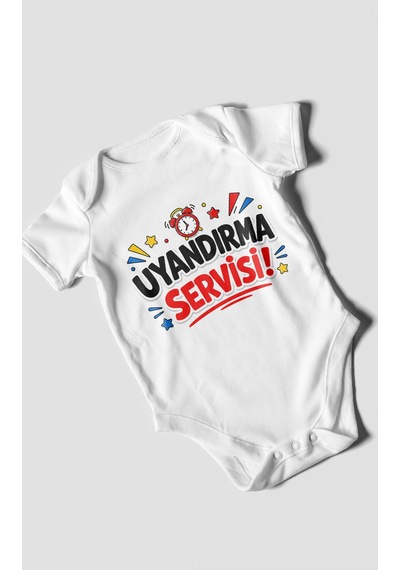 Morivokids Uyandırma Servisi Kısa Kollu Bebek Body %100 Pamuk Beyaz