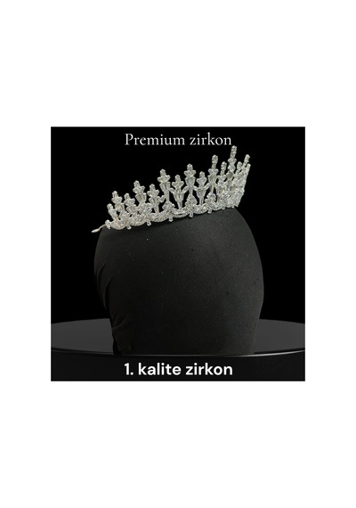 Royal Zircon Crown-premium Kalite Zirkon Taç, Özel Tasarım Gelin Aksesuarı Beyaz - 801943987 Beyaz