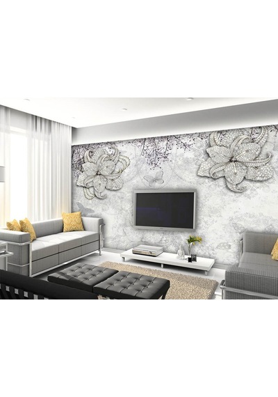 3D Işıltılı Çiçekler Duvar Kağıdı (397459257)