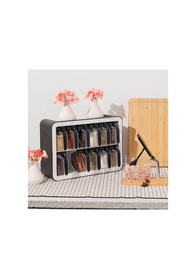 Standlı Baharatlık Takımı, Kaşıklı Ve Kapaklı, 12'li Set Çok Renkli