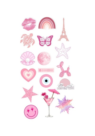 Pembe Temalı Telefon Ve Bilgisayar Yüzeylerine Uygun Sticker Seti 30x16cm