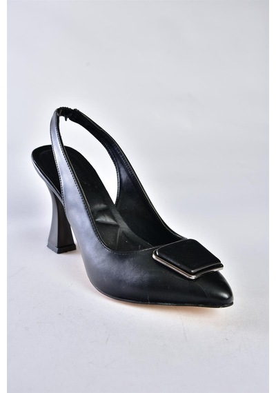 Fox Shoes P250148209 Siyah Tokalı Kalın Topuklu Kadın Ayakkabı Siyah
