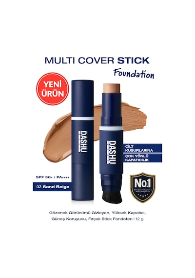 Dashu Mens Multi Cover Stick Foundation 03 Sand Beige Spf50+ Pa++++ 03 Sand Beige