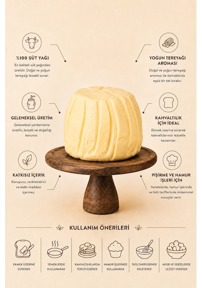 Canbakkal Tereyağı 1 KG - %82 Süt Yağlı Premium Kalitede Doğal Tereyağı Lezzeti