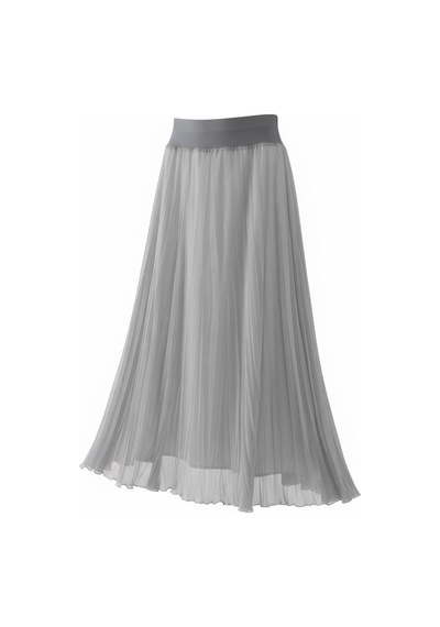 Eren Style Şifon İçi Astarlı Beli Lastikli Etek 95 Cm - 38-52 Gri