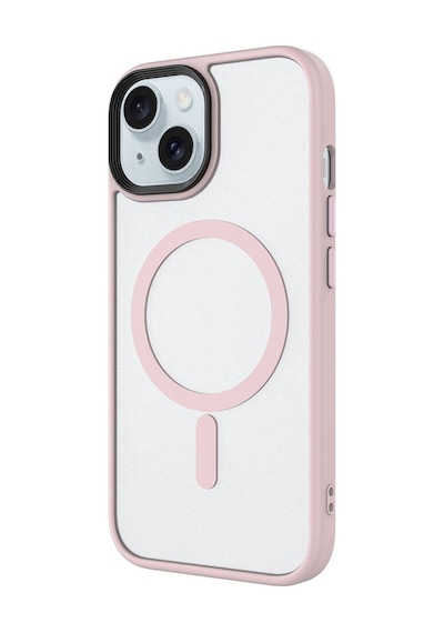 Techaks Apple Uyumlu iPhone 15 Plus Kılıf Mat Arka Yüzey Wireless Şarj Özellikli Tchs Flet M-safe Kapak - Koyu Yeşil Yeşil
