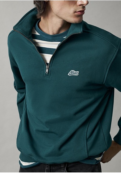 Mavi M0s10613-90366 Mavi Yarım Fermuarlı Sweatshırt Dark Sea Erkek Sweatshirt Koyu Yeşil