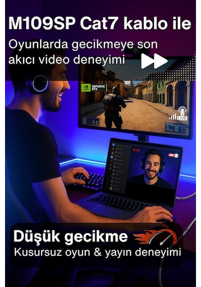 Mn6 M109sp Cat7 Kablo 3 Metre/10 Gbps'e Kadar-örgülü Ve Folyo Ekranlama/3 Metre Cat7 Ethernet Kablosu 3 Metre