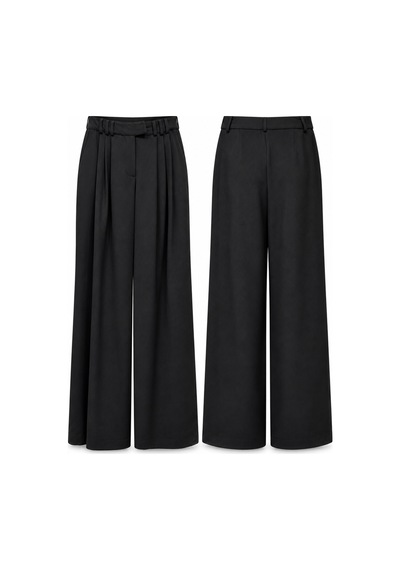 Lale Butik Pile Detay Bol Paça Pantolon 16231 Siyah