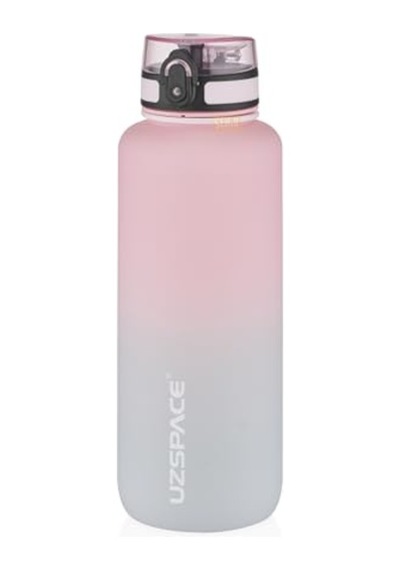 Uzspace 1500ml Çift Renkli Sızdırmaz Bpa İçermez Kilitlenebilir Kapaklı Motivasyonel Tritan Su Matarası Pembe-gri 0