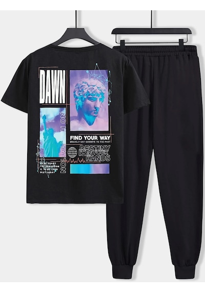 Uyguntarz Unisex Dawn 2'li Eşofman Takımı Siyah