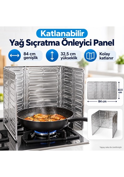 Ocak Yağ Sıçrama Koruyucu Alüminyum Folyo Plaka 84 X 32,5 Cm Gri