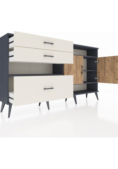 Arges Konsol 4 Raflı 3 Çekmeceli 2 Kapaklı 176x30x99 Antrasit-çam Antrasit-çam/aytaşı Arges Konsol 4 Raflı 3 Çekmeceli 2 Kapaklı 176x30x99 Antrasit-çam Antrasit-çam/aytaşı