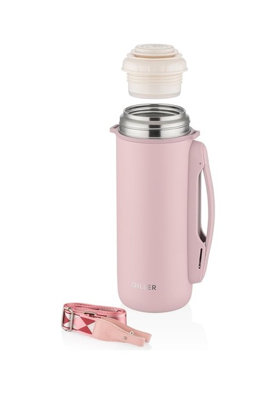 Dıller Çelik Termos Sıcak Tutma 12 Saat Pembe 1260ml Büyük Kapasite Diğer