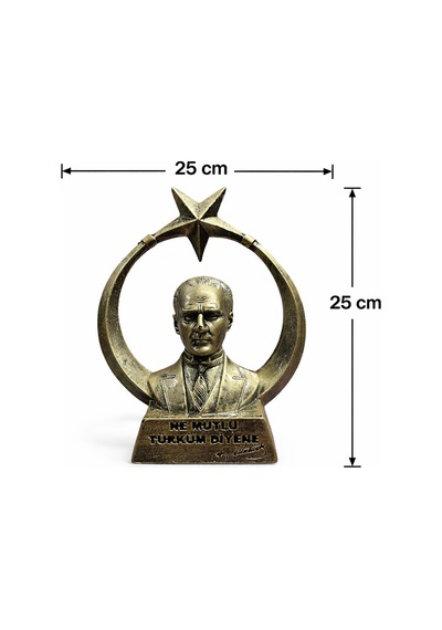 Atatürk Ayyıldız Biblo Heykel Sarı Eskitme