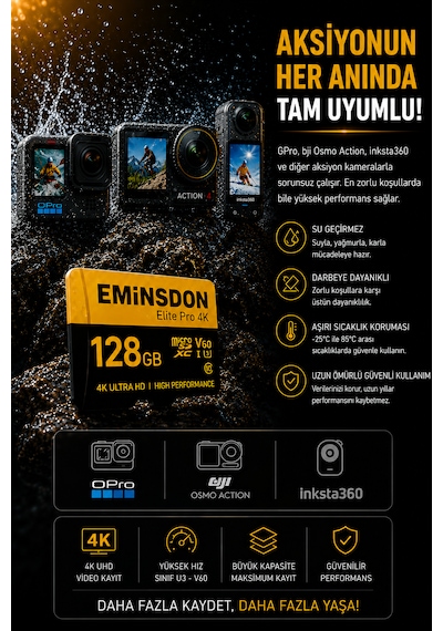 Elite Pro 128gb Hafıza Kartı 4k Drone Araç Aksiyon Telefon Ev Kamerasıyla Uyumlu