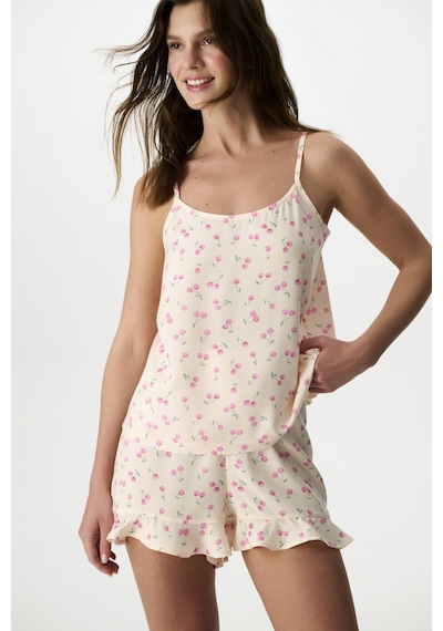 Penti Renkli Cherries Şortlu Pijama Takımı Çok Renkli