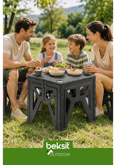 Outdoor Herkül D Katlanır Masa Antrasit Antrasit Antrasit