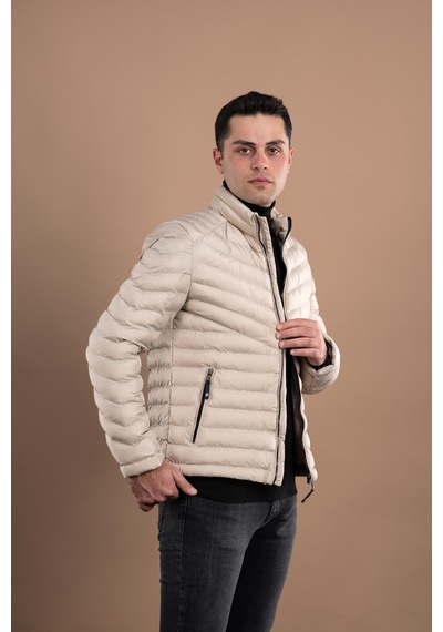 Slimfit Dik Yaka Fermuarlı Erkek Puffer Mont 001
