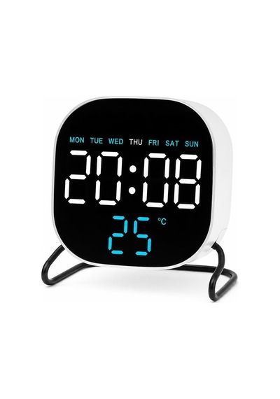 Led Dijital Masa Saati Mavi Derece Çift Alarm Sıcaklık Göstergesi 3 Kademe Parlaklık Modern Saat Diğer