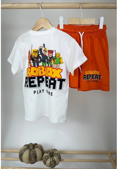 Poala Kids Roblox Şort Takım Turuncu