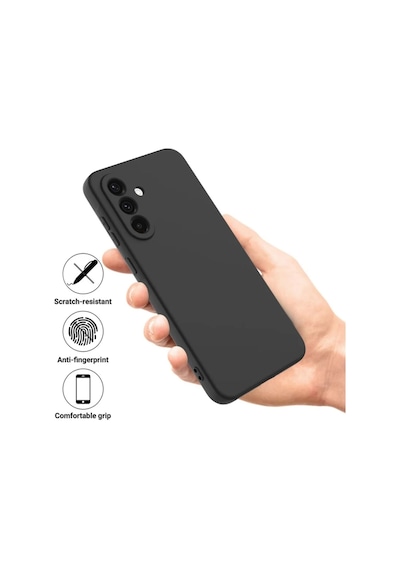 Samsung Galaxy S25 FE Uyumlu Silikon Kılıf - Pastel Renk Tonu Kamera Korumalı Kapak - Siyah