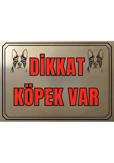 Dikkat Köpek Var Metal Uyarı Levhası 20x30 Cm Siyah Çerçeveli I Bahçe Kapı Uyarı Levhası
