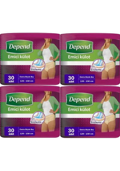 Depend Emici Külot Kadın Hasta Bezi Extra Büyük Boy XL 4 x 30'Lu